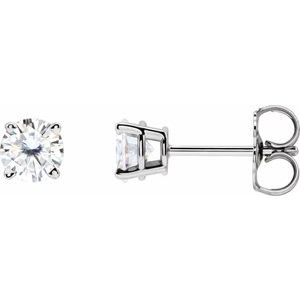 14K White 4.5 mm Stuller Lab-Grown Moissanite Stud Earrings with Friction Post - BN & CO JEWELRY