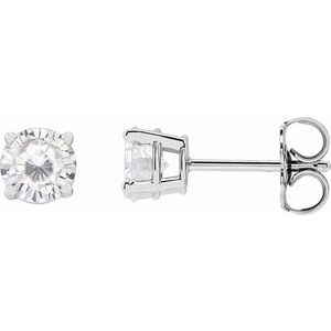 14K White 5 mm Stuller Lab-Grown Moissanite Stud Earrings with Friction Post - BN & CO JEWELRY