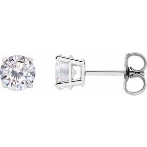 14K White 5.5 mm Stuller Lab-Grown Moissanite Stud Earrings with Friction Post - BN & CO JEWELRY