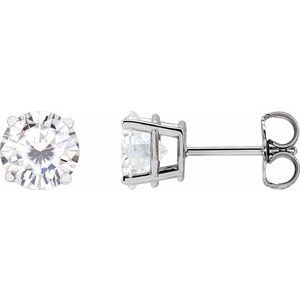14K White 6.5 mm Stuller Lab-Grown Moissanite Stud Earrings with Friction Post - BN & CO JEWELRY