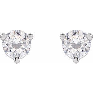 14K White 4 mm Round Stuller Lab-Grown Moissaniteâ„¢ Earrings - BN & CO JEWELRY