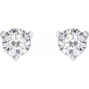 14K White 4.5 mm Round Stuller Lab-Grown Moissaniteâ„¢ Earrings - BN & CO JEWELRY