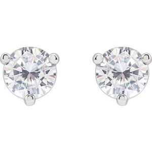 14K White 5 mm Round Stuller Lab-Grown Moissaniteâ„¢ Earrings - BN & CO JEWELRY