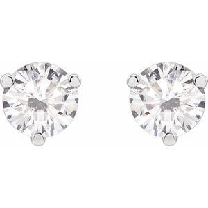 14K White 6 mm Round Stuller Lab-Grown Moissaniteâ„¢ Earrings - BN & CO JEWELRY