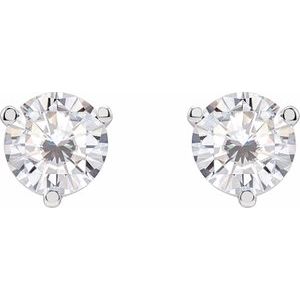 14K White 6.5 mm Round Stuller Lab-Grown Moissaniteâ„¢ Earrings - BN & CO JEWELRY