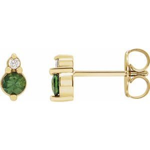 14K Yellow Natural Green Sapphire & .03 Natural Diamond Earrings - BN & CO JEWELRY