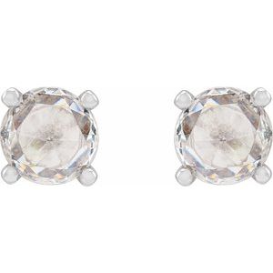 14K White 1/4 CTW Rose-Cut Natural Diamond Stud Earrings - BN & CO JEWELRY