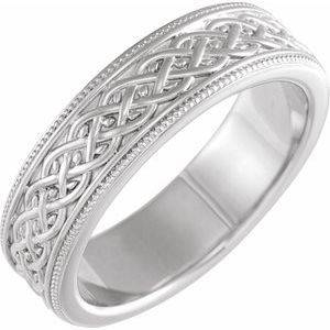 14K White 6 mm Vine Inspired Band Size 10 - BN & CO JEWELRY
