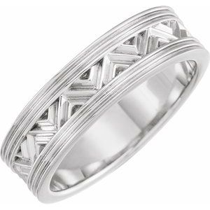 14K White 6 mm Zigzag Pattern Band Size 10 - BN & CO JEWELRY