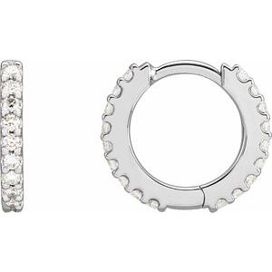 14K White 12.6 mm 1/3 CTW Natural Diamond Huggie Hoop Earrings - BN & CO JEWELRY