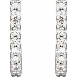 14K White 12.6 mm 1/3 CTW Natural Diamond Huggie Hoop Earrings - BN & CO JEWELRY