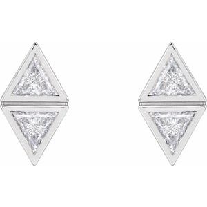 14K White 1/4 CTW Natural Diamond Two-Stone Bezel-Set Earrings - BN & CO JEWELRY