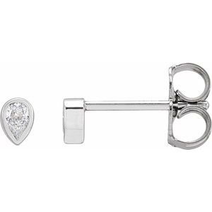 14K White .05 CT Natural Diamond Micro Bezel-Set Earring - BN & CO JEWELRY