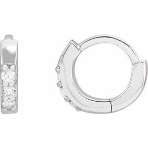 Sterling Silver .05 CTW Natural Diamond 8 mm Huggie Earrings - BN & CO JEWELRY