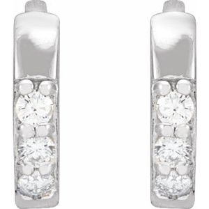 14K White .05 CTW Natural Diamond 8 mm Huggie Earrings - BN & CO JEWELRY