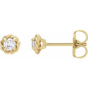 14K Yellow 3 mm Natural White Sapphire Claw-Prong Rope Earrings - BN & CO JEWELRY