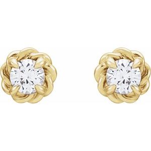 14K Yellow 3 mm Natural White Sapphire Claw-Prong Rope Earrings - BN & CO JEWELRY