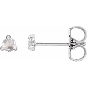 14K White .08 CTW Rose-Cut Natural Diamond 3-Prong Claw Earrings - BN & CO JEWELRY