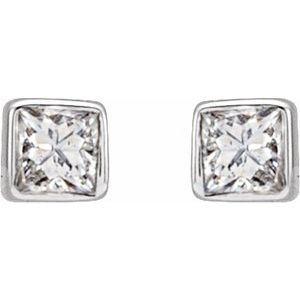 Sterling Silver .05 CTW Natural Diamond Bezel-Set Earrings - BN & CO JEWELRY