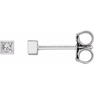 14K White .07 CTW Natural Diamond Bezel-Set Earrings - BN & CO JEWELRY