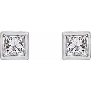 14K White .07 CTW Natural Diamond Bezel-Set Earrings - BN & CO JEWELRY