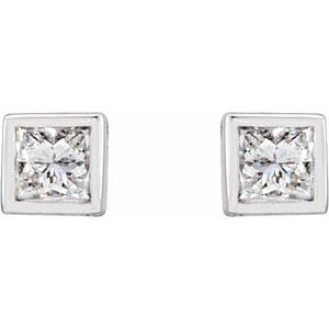 14K White 1/6 CTW Natural Diamond Bezel-Set Earrings - BN & CO JEWELRY