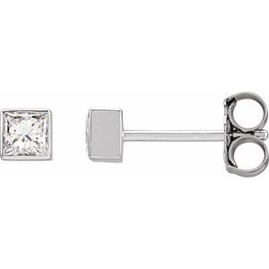 14K White 1/5 CTW Natural Diamond Bezel-Set Earrings - BN & CO JEWELRY