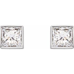 14K White 1/5 CTW Natural Diamond Bezel-Set Earrings - BN & CO JEWELRY
