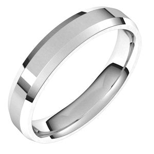 14K White 4 mm Beveled Edge Comfort Fit Light Band Size 9.5 - BN & CO JEWELRY