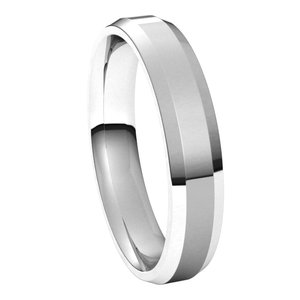 14K White 4 mm Beveled Edge Comfort Fit Light Band Size 9.5 - BN & CO JEWELRY