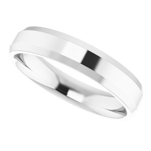 14K White 4 mm Beveled Edge Comfort Fit Light Band Size 9.5 - BN & CO JEWELRY