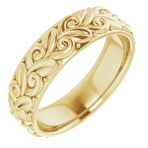 14K Yellow 5 mm Floral Band Size 8 - BN & CO JEWELRY
