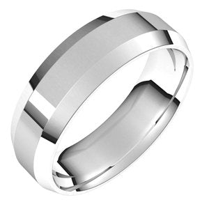 14K White 6 mm Beveled Edge Comfort Fit Light Band Size 10 - BN & CO JEWELRY