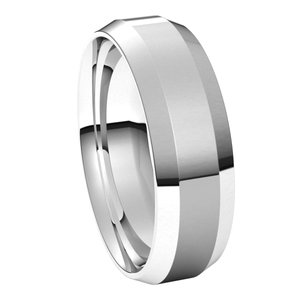 18K White 6 mm Beveled Edge Comfort Fit Light Band Size 10 - BN & CO JEWELRY