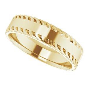 14K Yellow 6 mm Sculptural Flat Band Size 12 - BN & CO JEWELRY