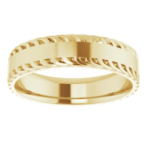 14K Yellow 6 mm Sculptural Flat Band Size 12 - BN & CO JEWELRY