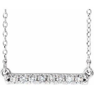 14K White 1/8 CTW Lab-Grown Diamond French-Set Bar 18" Necklace - BN & CO JEWELRY