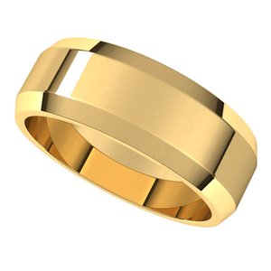14K Yellow 7 mm Beveled Edge Light Band - BN & CO JEWELRY