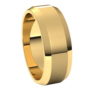 14K Yellow 7 mm Beveled Edge Light Band - BN & CO JEWELRY