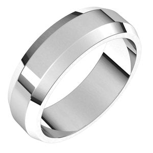 14K White 6 mm Beveled Edge Light Band Size 10 - BN & CO JEWELRY
