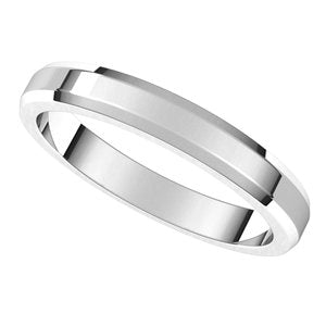 14K White 3 mm Beveled Edge Light Band Size 6.5 - BN & CO JEWELRY