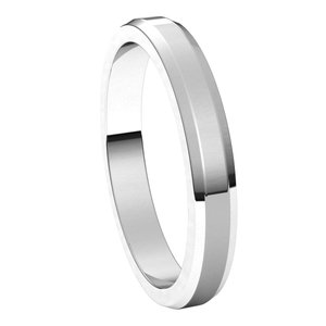14K White 3 mm Beveled Edge Light Band Size 6.5 - BN & CO JEWELRY