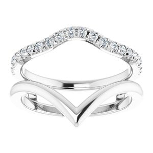 14K White 1/4 CTW Natural Diamond Accented V-Shaped Ring Guard - BN & CO JEWELRY