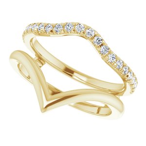 14K Yellow 1/4 CTW Natural Diamond Accented V-Shaped Ring Guard - BN & CO JEWELRY