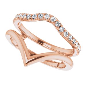 14K Rose 1/4 CTW Natural Diamond Accented V-Shaped Ring Guard - BN & CO JEWELRY