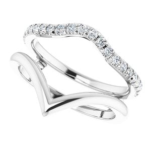14K White 1/4 CTW Natural Diamond Accented V-Shaped Ring Guard - BN & CO JEWELRY