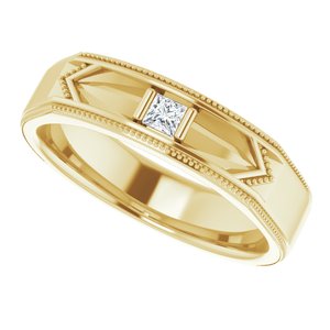 14K Yellow 1/10 CT Natural Diamond Geometric Milgrain Band - BN & CO JEWELRY