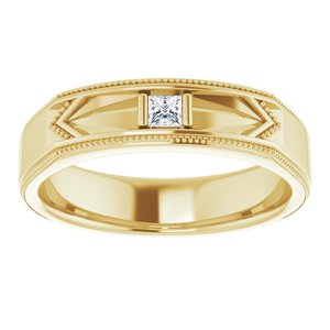 14K Yellow 1/10 CT Natural Diamond Geometric Milgrain Band - BN & CO JEWELRY
