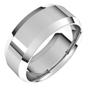14K White 8 mm Beveled Edge Comfort Fit Light Band Size 11 - BN & CO JEWELRY