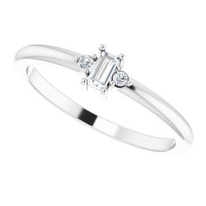 14K White .08 CTW Natural Diamond Stackable Ring - BN & CO JEWELRY